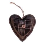 Ozdoba bożonarodzeniowa zawieszka SERCE z materiału 10 cm BRĄZOWE