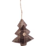 Ozdoba bożonarodzeniowa zawieszka CHOINKA z materiału 12 cm BRĄZOWA