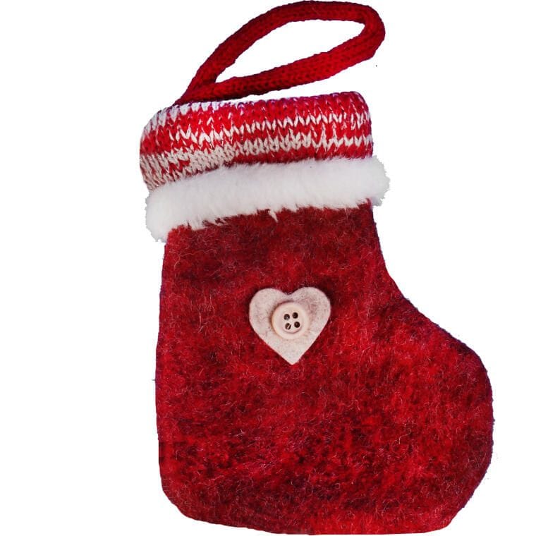 WIT19B2232A Ozdoba bożonarodzeniowa zawieszka BUCIK z materiału 14 cm CZERWONY - obrazek 1