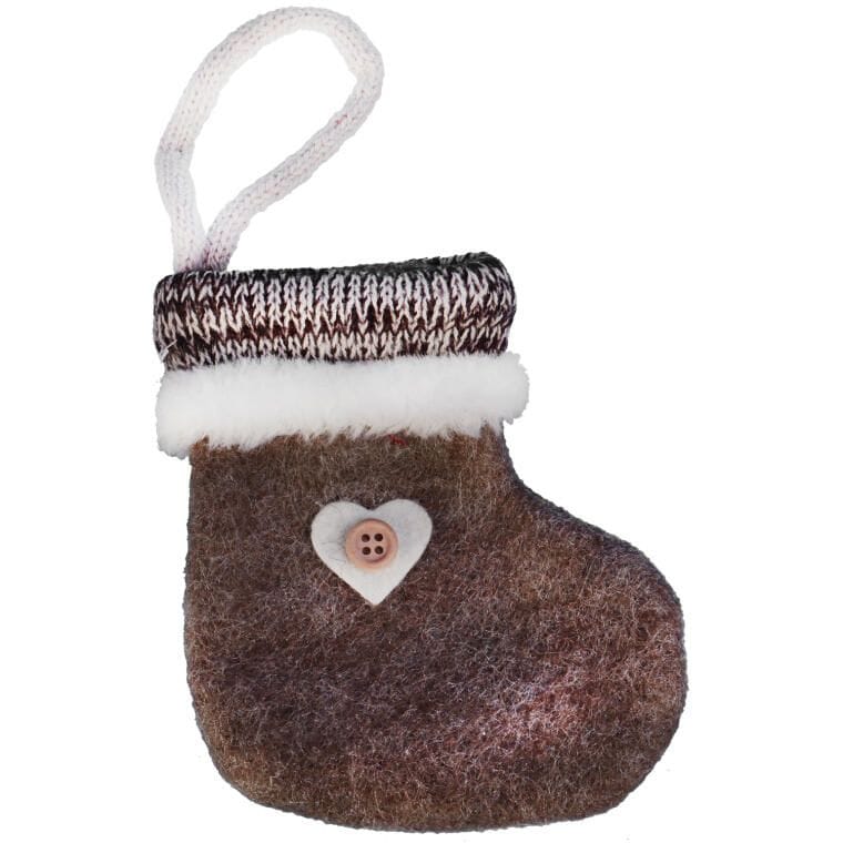 WIT19B2232B Ozdoba bożonarodzeniowa zawieszka BUCIK z materiału 14 cm BRĄZOWY - obrazek 1