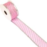 Różowa Wstążka dekoracyjna ze srebrnym obrzeżem 5 cm x 2,7 m do formowania