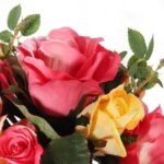 Elegancki Sztuczny Bukiet Róż z Różami Różowymi i Żółtymi 30 cm - obrazek 2
