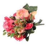 Elegancki Sztuczny Bukiet Róż z Różami Różowymi i Żółtymi 30 cm - obrazek 3