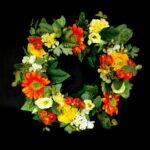 Elegancki Wianek Dekoracyjny ze Sztucznych Kwiatów 35 cm