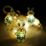 Świetlna Girlanda Wielkanocna Zajaczki 10 LED - Niebieska, Ozdoba Zewnętrzna i Wnętrzna, Zasilana na Baterie - obrazek 3