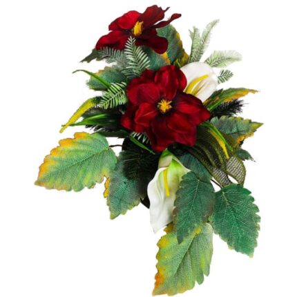 Kompozycja nagrobna misa chryzantema w kolorze czerwonym