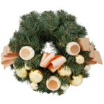 WIANEK DEKORACYJNY ŚWIĄTECZNY WIENIEC ZŁOTY 40CM