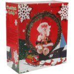 Figurka Świętego Mikołaja animowana, ruchoma, z dźwiękiem, podświetlona, 25 cm Czerwona - obrazek 2