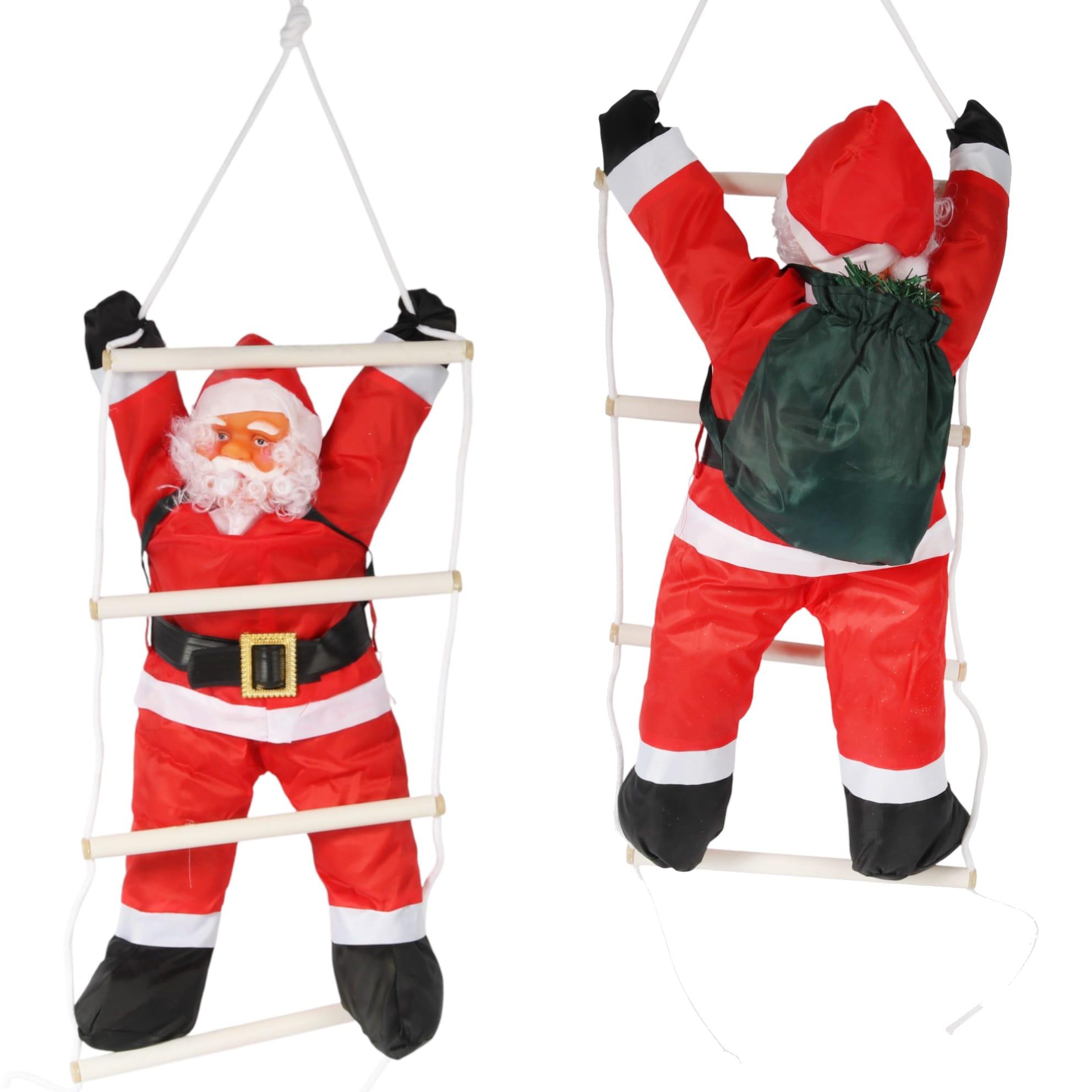 WS-ST060L-2 MIKOŁAJ GWIAZDOR NA DRABINIE WCHODZĄCY WSPINAJĄCY SIĘ DEKORACJA 60cm - obrazek 1