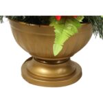 Kompozycja z astrami w złotym gazonie w kolorze czerwonym - obrazek 3