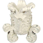 Biały Perłowy Świecznik Kielich z Motywem Roślinnym 10x10 cm