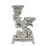 Romantyczny Świecznik Stojący z Perłami i Motywem Roślinnym 27x17 cm