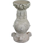 Świecznik Biały Zacierany z Perłami o Wielkości 25x10 cm na Świeczkę 7.5 cm