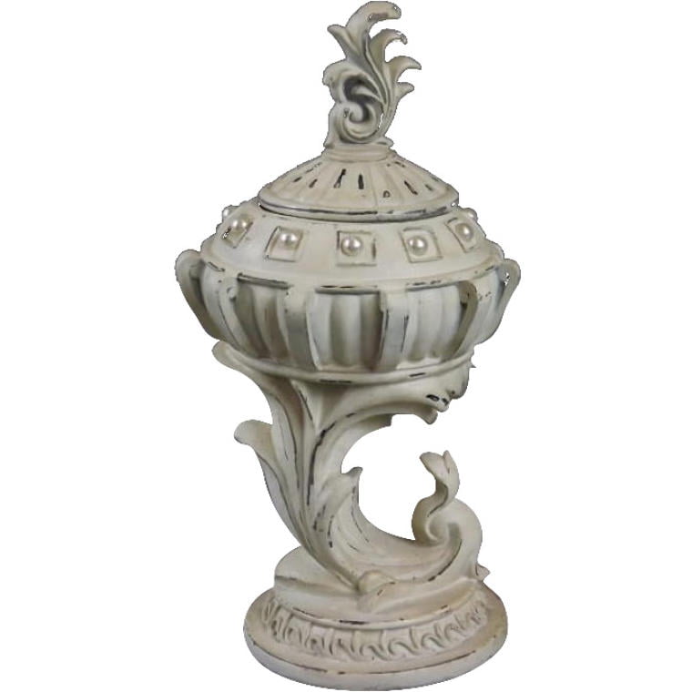 WW24338-10 Perłowy Pojemnik na Biżuterię w Stylu Floralnym na Nóżce - obrazek 1