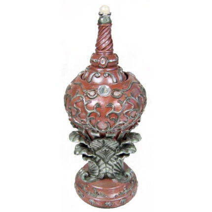 Srebrno-brązowa szkatułka stożkowa z okrągłymi szklanymi detalami