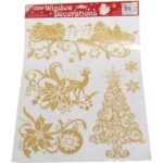 Komplet naklejek samoprzylepnych  na okno-złoty brokat