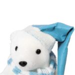 Figurka Świąteczna Niedźwiedź Polarny w Niebieskiej Czapie i Szaliku 43 cm - obrazek 2