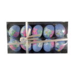 Komplet 10 Niebieskich Jajek Brokatowych z Zawieszką w Boksie o Wymiary 5x3.5cm