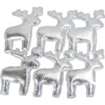 Komplet 6 Srebrnych Reniferów z Błyszczącego Materiału do Przyklejenia