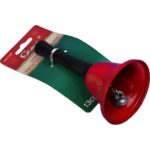 Dzwonek Świętego Mikołaja z Czarną Rączką do Kostiumu Mikołajowego - Metalowy, Kolor Czerwony - obrazek 3