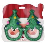 Brokatowe Okulary Świąteczne w Kształcie Choinki - obrazek 2