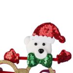 Okulary Świąteczne Brokatowe z Figurką Misia, Czerwone, 14x14 cm - obrazek 3