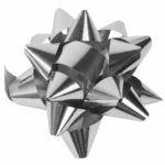 Zestaw do pakowania prezentów 1 wstążka 15 m+ 4 kokardki rozetki SREBRNY - obrazek 2