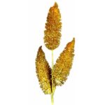 Złota gałązka z brokatowymi paprociami, 70 cm