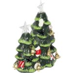 Ozdoba świąteczna ceramiczne choinki  z LED 19 cm - obrazek 2