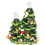 Ozdoba świąteczna ceramiczne choinki  z LED 19 cm