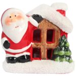 Ozdoba świąteczna ceramiczny Domek z Mikołajem LED 9 cm - obrazek 2