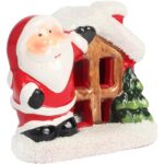 Ozdoba świąteczna ceramiczny Domek z Mikołajem LED 9 cm - obrazek 3