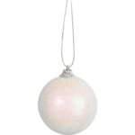 Zestaw 6 Nawiszących Białych Plastikowych Bombek Świątecznych 6cm - obrazek 3