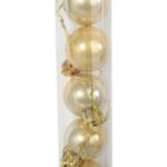 Zestaw 16 bombek plastikowych w tubie 3 cm złote - obrazek 3