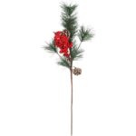 GAŁĄZKA  MODRZEW z JARZĘBINĄ 57 CM czerwona