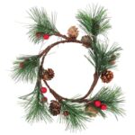 Wianek z jarzębiny z szyszkami stroik 16 cm