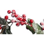 Wianek z jarzębiny z liśćmi ośnieżony 20 cm - obrazek 2