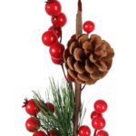 GAŁĄZKA ŚWIERKOWA z JARZĘBINĄ 60 CM czerwona - obrazek 2