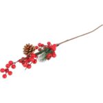 GAŁĄZKA ŚWIERKOWA z JARZĘBINĄ 60 CM czerwona - obrazek 3