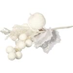 PIK GAŁĄZKA ozdobna z jabłkiem ośnieżona 20 CM biała - obrazek 3