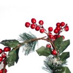 Świąteczny Wianek Dekoracyjny z Jarzębiną i Ośnieżonymi Gałązkami Świerku 20 cm - obrazek 2