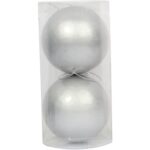 Zestaw 2 Matowych Bombek Plastikowych 8 cm - Kolor Srebrny - obrazek 2