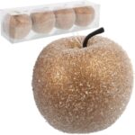 Złote Plastikowe Bombki w Kształcie Jabłek 7 cm - Zestaw 4 szt.