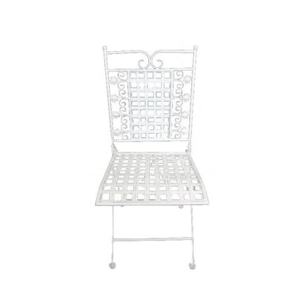 Składane Krzesło z Metaloplastyki w Stylu Prowansalskim Koloru Kremowego 90x38cm