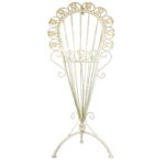 Metaloplastyczny Stojak-Kwietnik w Stylu Prowansalskim, Kolor Kremowy, 80x34 cm