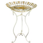 Okrągły Stolik-Kwietnik w Stylu Prowansalskim z Metaloplastyki Kremowej