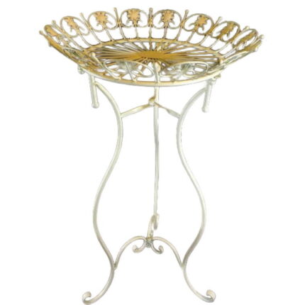Okrągły Stolik-Kwietnik w Stylu Prowansalskim z Metaloplastyki Kremowej