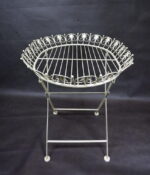 Metaloplastyczny Stolik w Stylu Prowansalskim, Kolor Kremowy, Składany, Owalny - obrazek 3