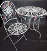 Krzesło Składane z Metaloplastyki z Motywem Róży w Stylu Prowansalskim - obrazek 2