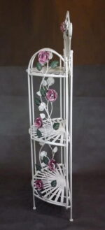 Regał Prowansalski z Różami - Trzy Półki, Metaloplastyka Jasny Kolor, Składany 125x60x27cm - obrazek 2